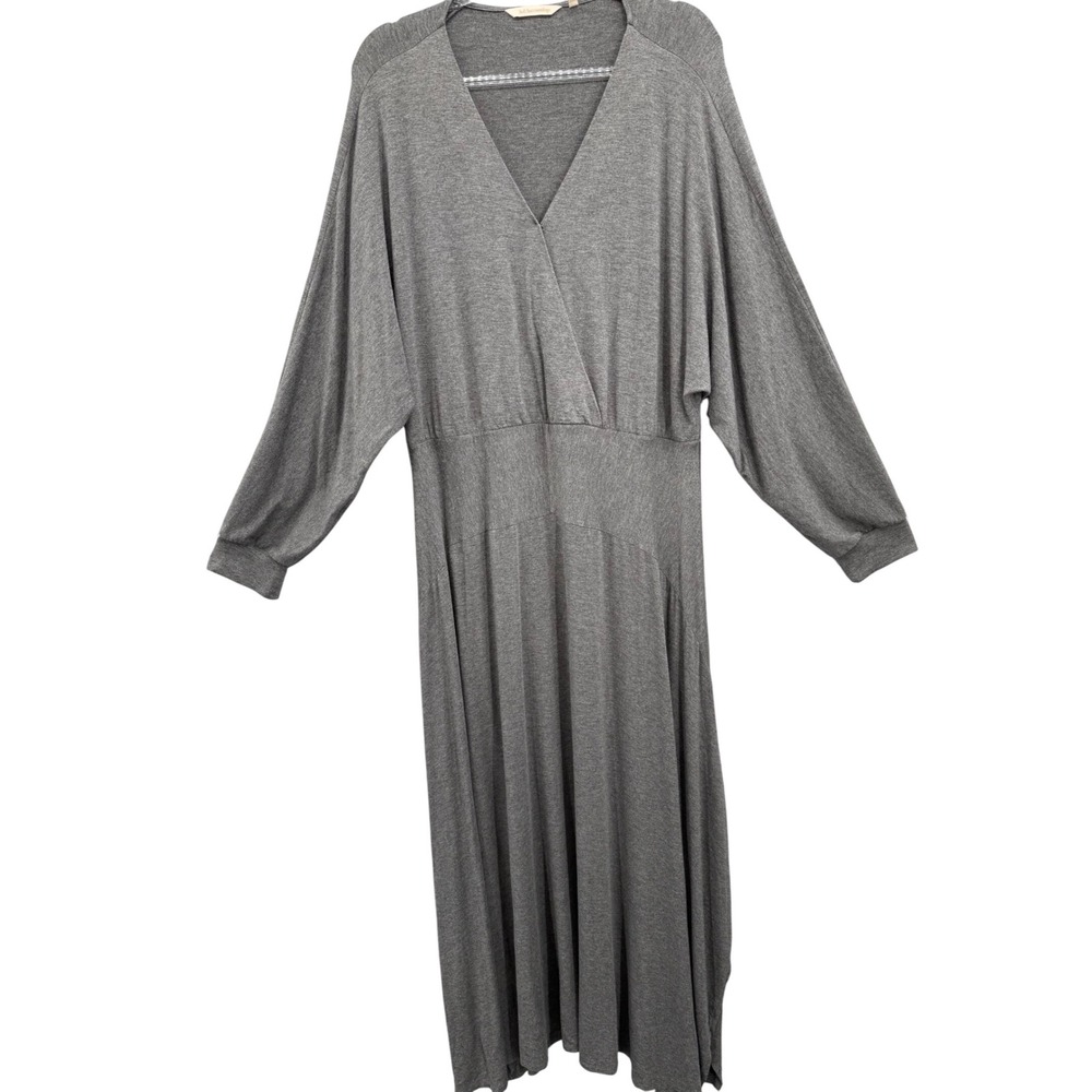 Soft Surroundings Women's Plus 1X Delphi Gray Knit Dolman Draped Maxi
Dress